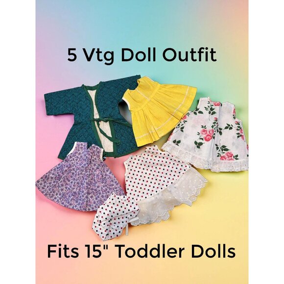 Not branded Other - Vintage 1960s Doll Clothes Lot – 5 Outfits for 15” Toddler Dolls (Betsy Wetsy, T